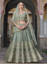 Butterfly Net Light Blue Wedding Wear Embroidery Work Lehenga Choli